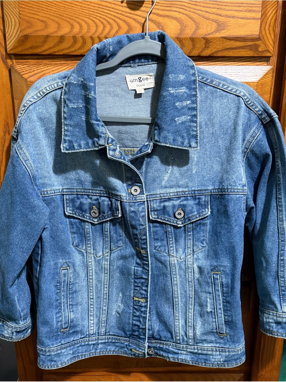 Umgee Distressed Medium Blue Denim Jacket
